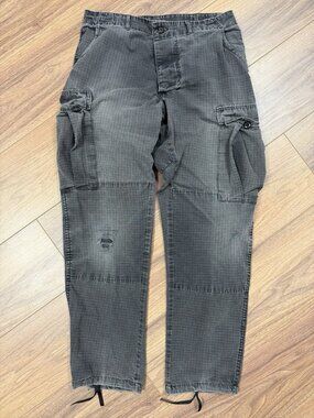 Vintage Military Trouser Cargo Pants Mens Faded Gray Ripstop Medium Regular